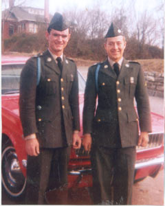 Richard Casey and Dennis Hunsley on Christmas leave, 1966, Hannibal MO